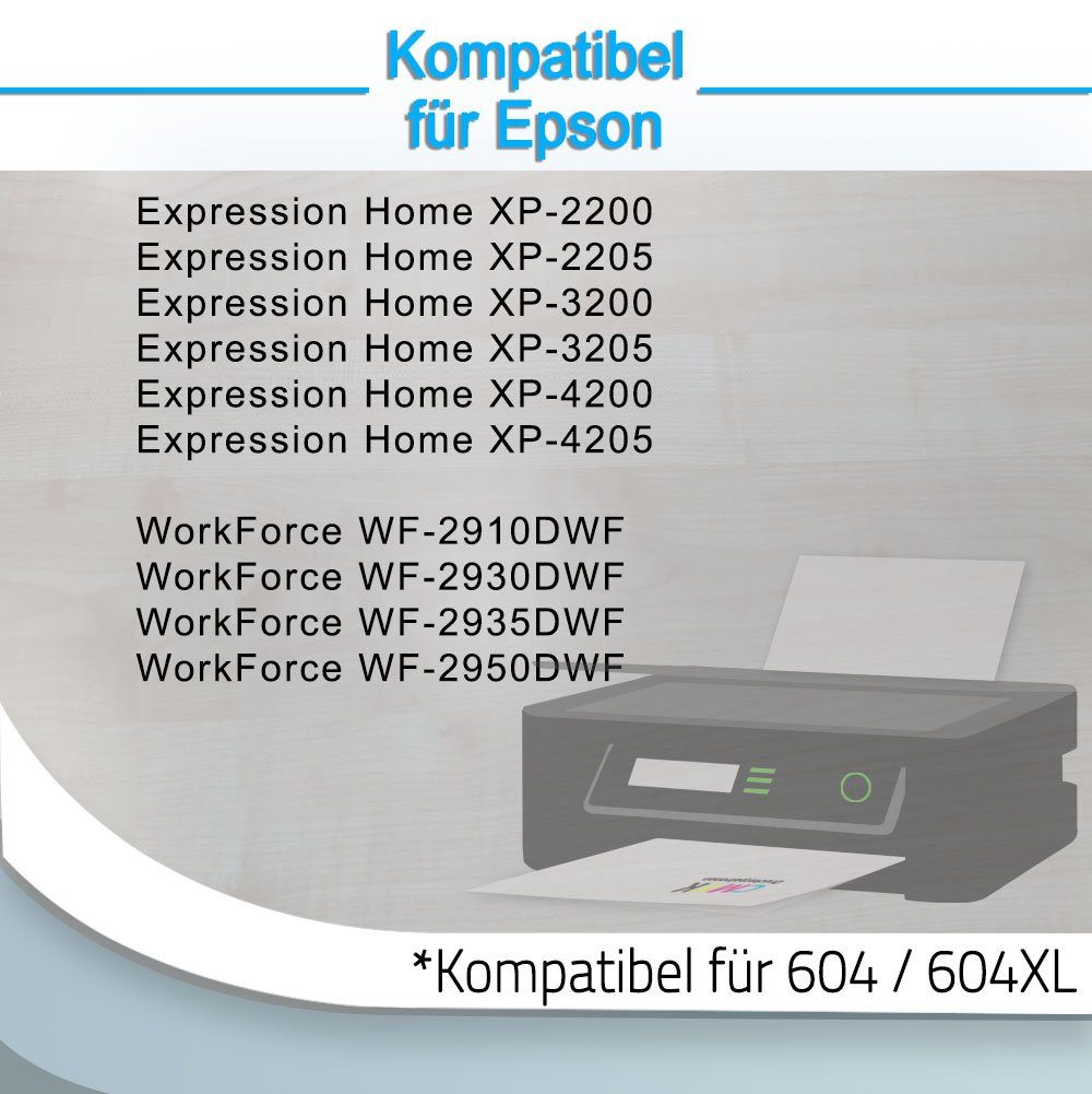 Set 8er Druckerparadies XP3205 (8-tlg., für Tintenpatronen Multipack Epson für XP4200 WF2930 XP4205 WF2950) XP2205 XP3200 Tintenpatrone WF2910 WF2935 604XL