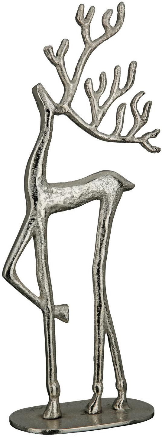 Casablanca by Gilde Skulptur Figur Nordy silberfarben (1 St), Rentier Dekofigur Weihnachten Winter Geweih Tischdekoration
