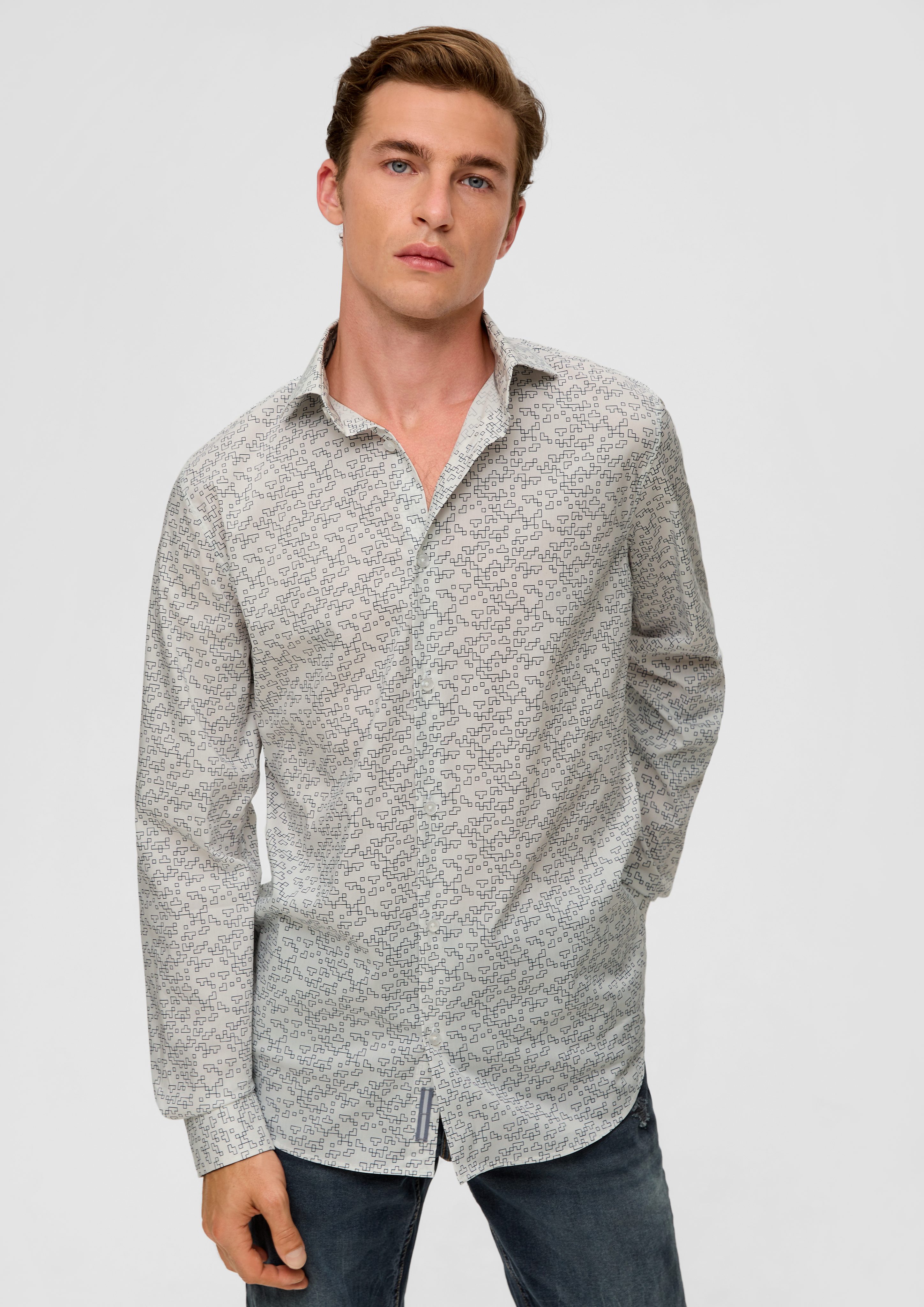 Langarmhemd aus Baumwollstretch Tape s.Oliver Slim: Hemd
