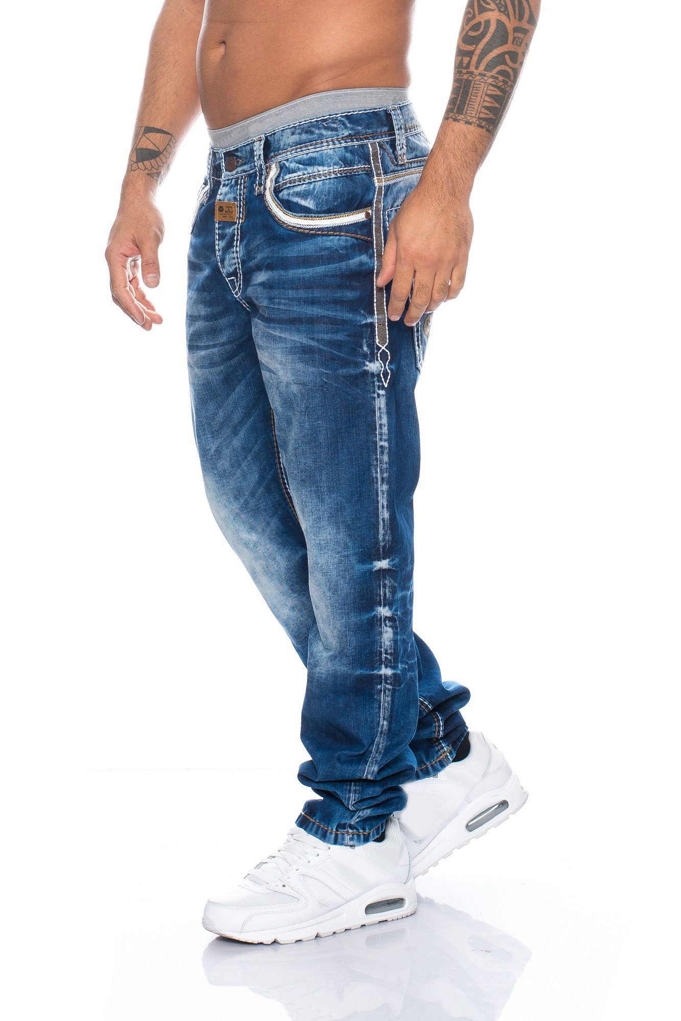 Cipo & Baxx Regular-fit-Jeans Herren Jeans Hose mit aufwendigen Verzierunge günstig online kaufen