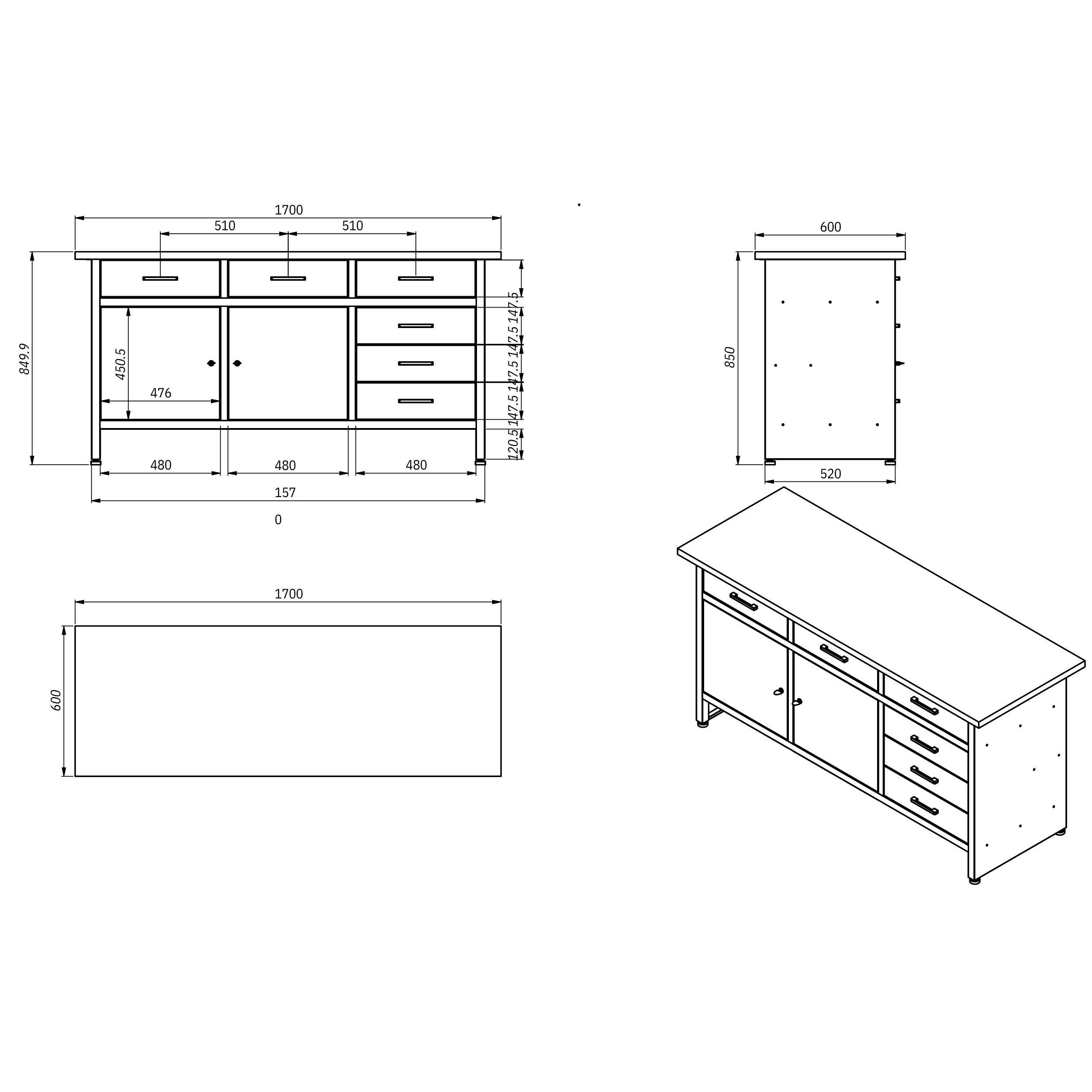 Nowak 85x170x60 Werktisch Werkbank Werkbank Jan anthrazit-blau;