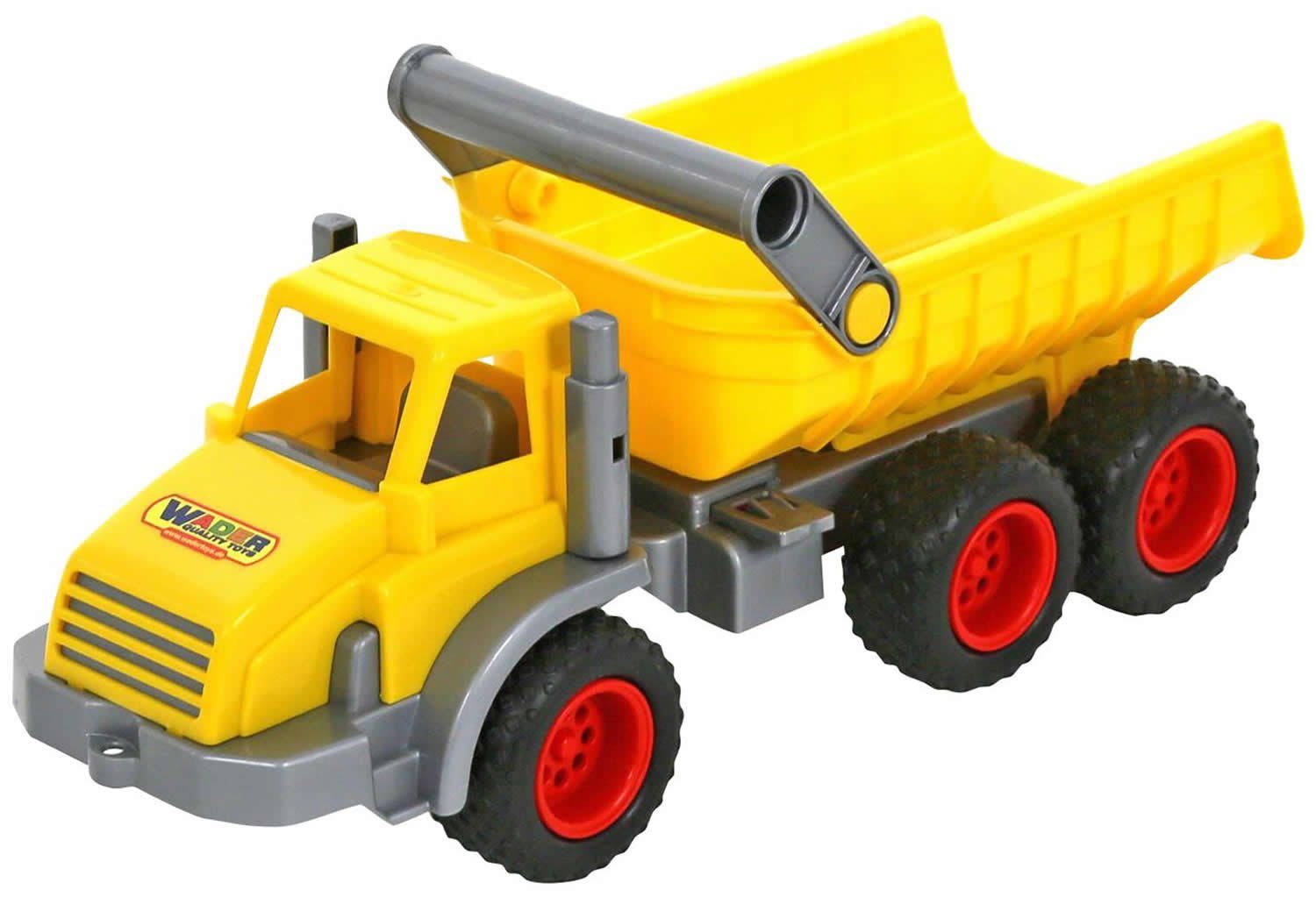 WADER QUALITY TOYS Spielzeug-Kipper ConsTruck 3 Achsen Lastwagen LKW Baustelle gelb