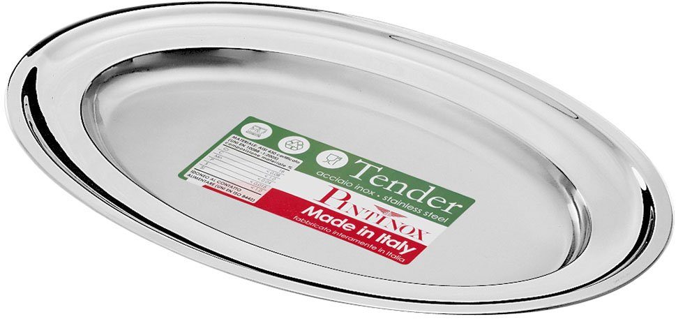 PINTINOX Servierplatte Vassoi oval, Edelstahl, (1-tlg), Tender, spülmaschinengeeignet Edelstahl