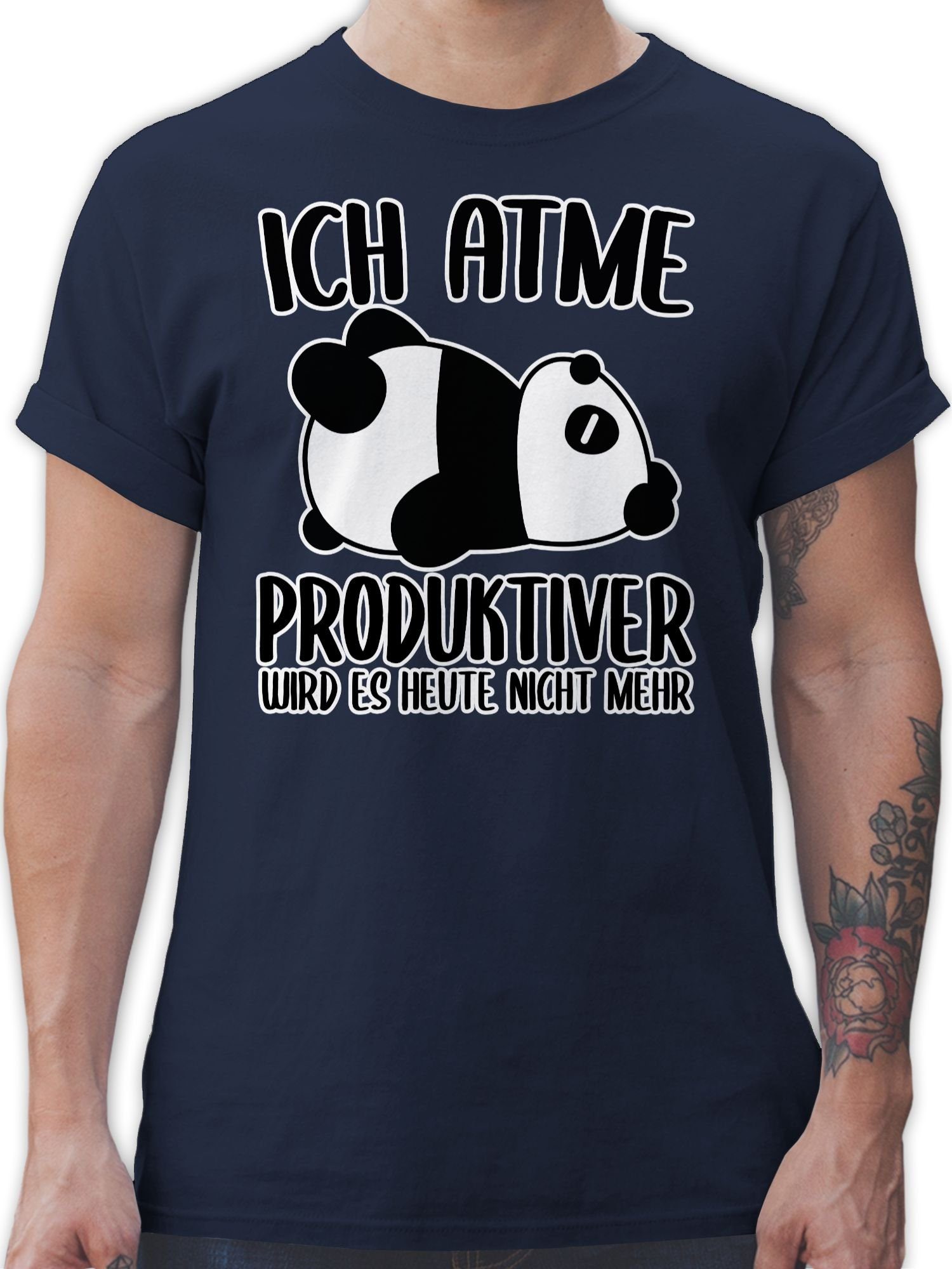 T-Shirt Ich atme produktiver wird es nicht mehr mit Panda - weiß