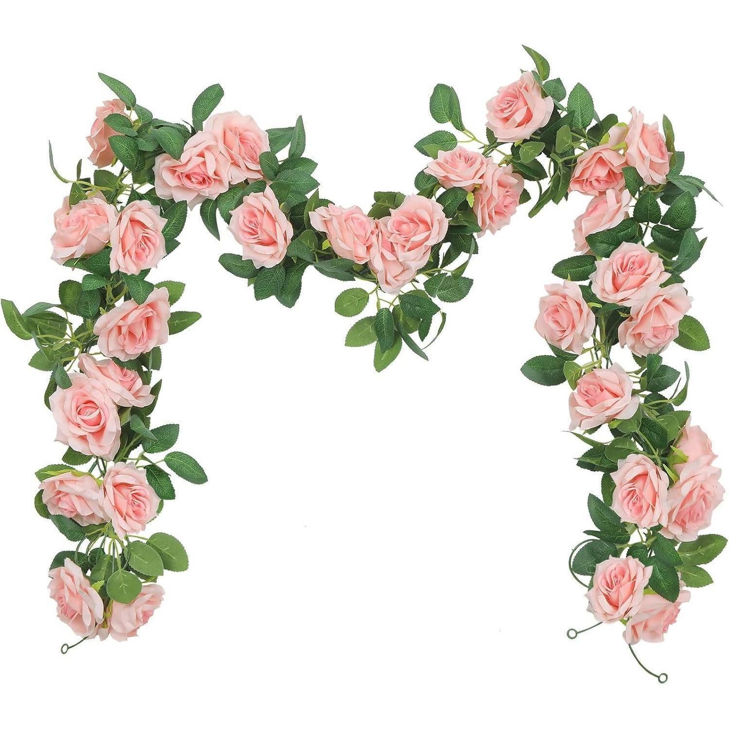 Kunstgirlande Blumengirlande künstlich Rosengirlande 6m 3er Hochzeit Rosa, LuxusKollektion