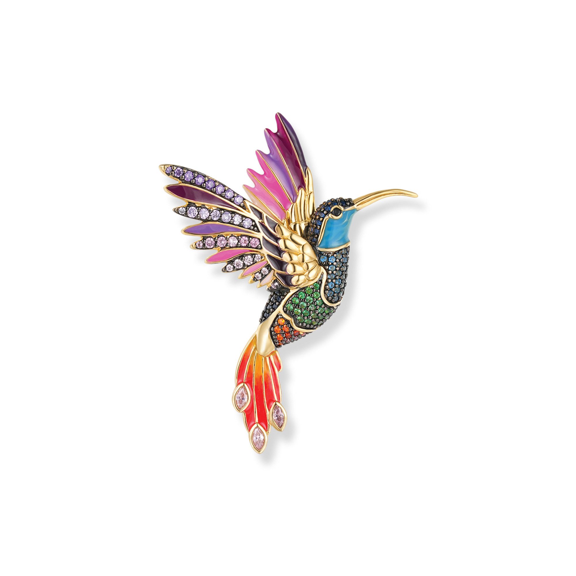 Seinerzeit FLORA & FAUNA Kettenanhänger Cleo Kolibri Anhänger (1-tlg), Material: 925 Sterling Silber, vergoldet, geschwärzt mit Emaille