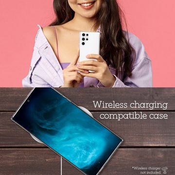 Nalia Smartphone-Hülle Samsung Galaxy S22 Ultra, Klare Hybrid Hülle / Harte Rückseite / Kratzfest / Super Transparent