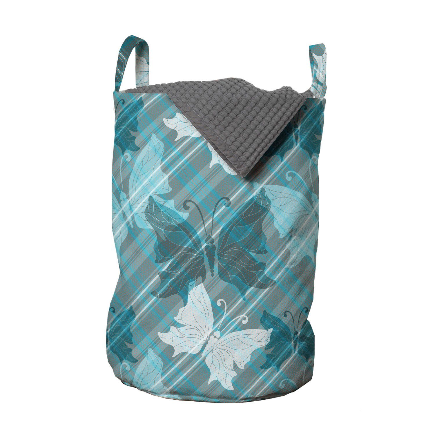 Abakuhaus Wäschesäckchen Wäschekorb mit Griffen Kordelzugverschluss für Waschsalons, Grunge Butterfly Spring Saison
