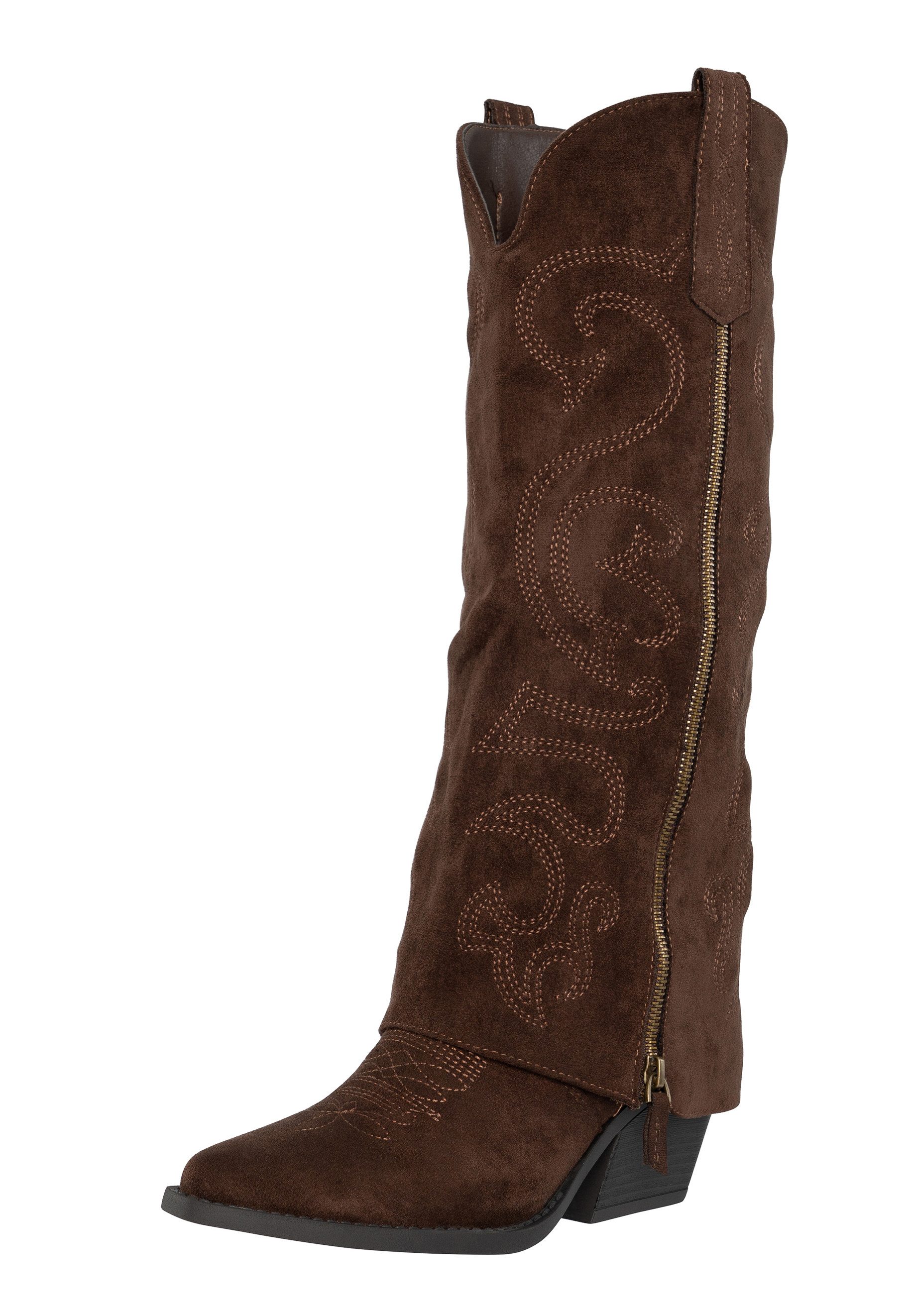 Salinyang – Damen Westernstiefel mit Overlay-Schaft und Stickereien Cowboystiefel
