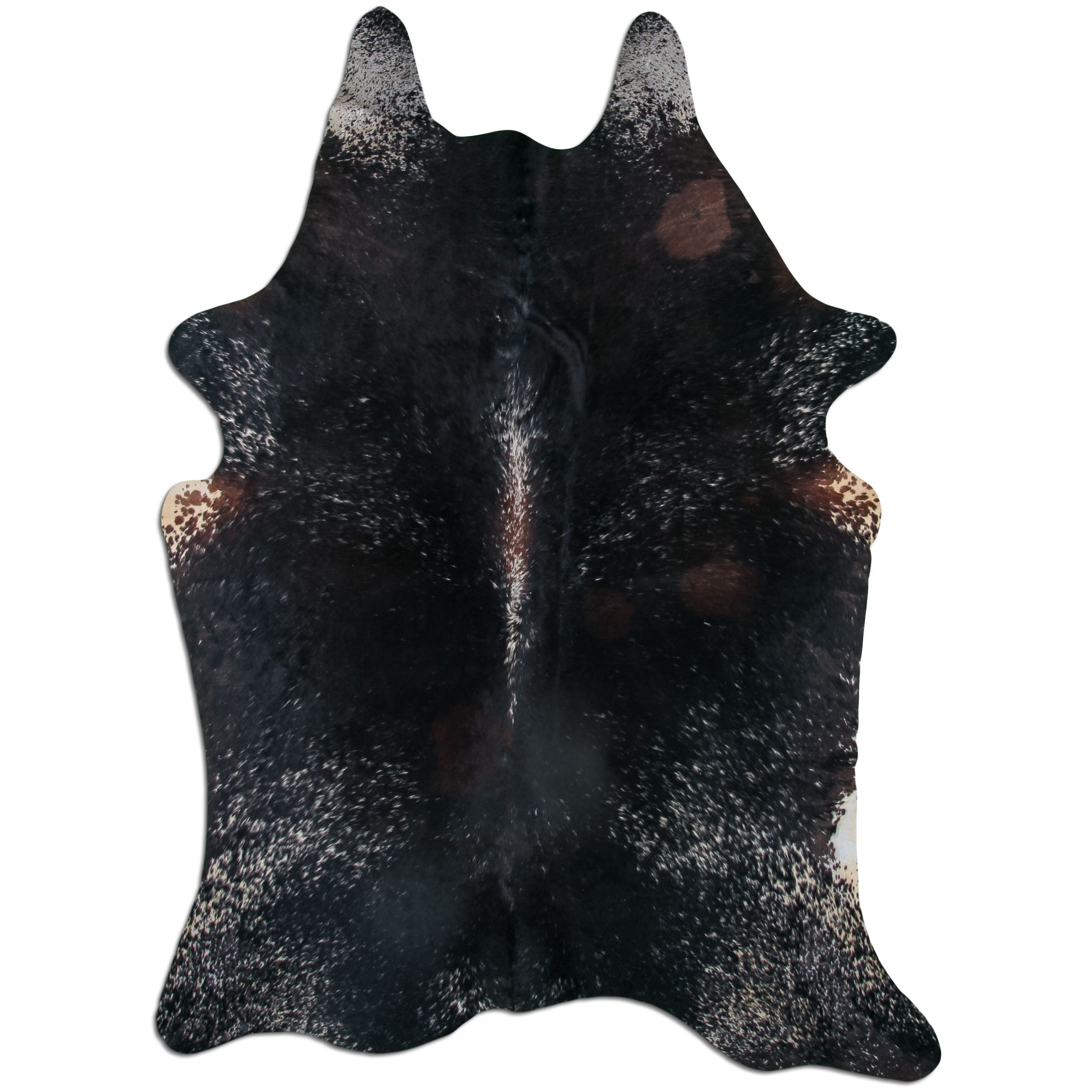 Livorio Fellteppich L238 x B170 cm - schwarz braun weiß, Kuhfell, Premium Kuhfell Teppich, Rinderfell, Echtfell