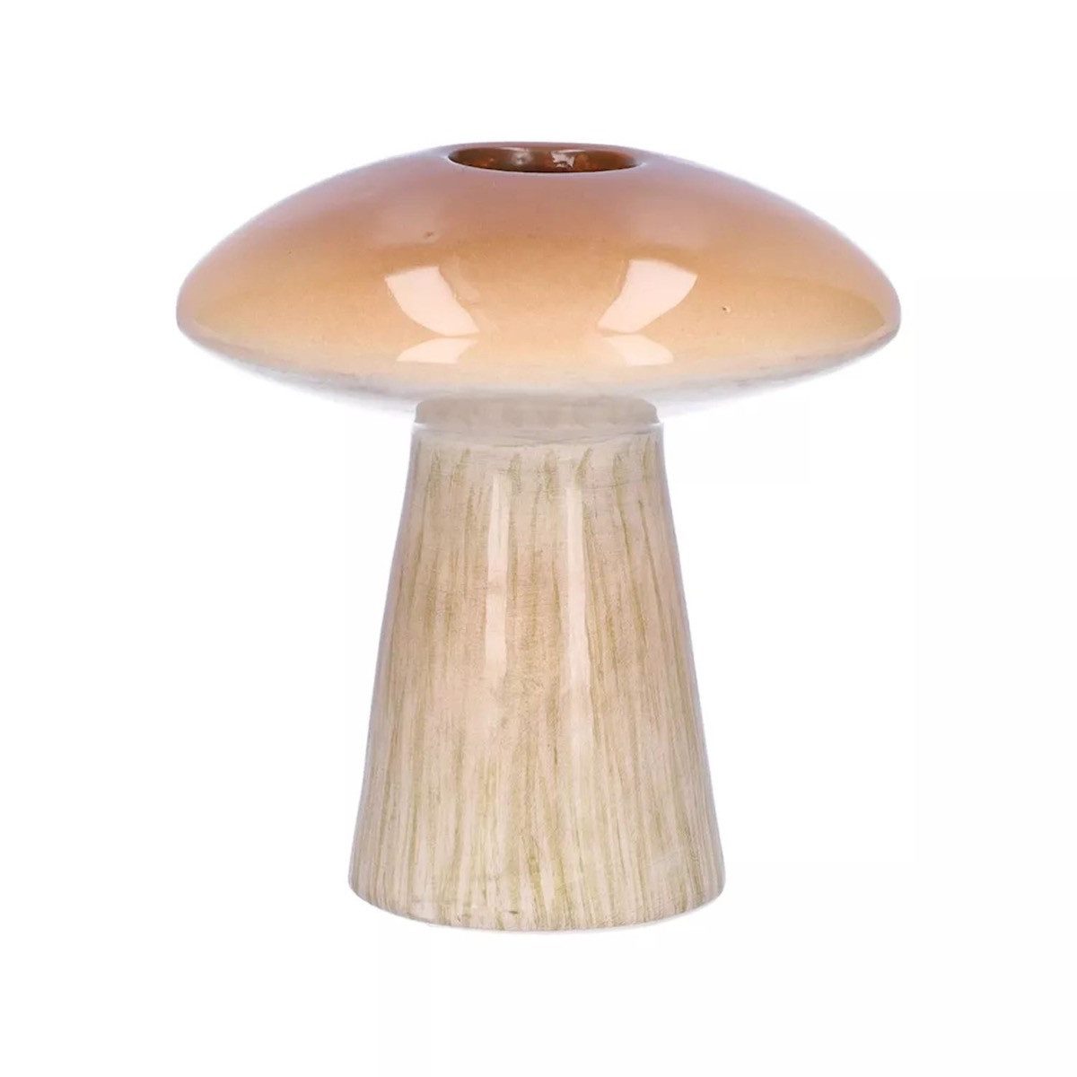 INNA-Glas Dekovase Pflanzvase aus Keramik RAIMUNDE, Pilz Form, braun-beige, 9,5cm, Ø9cm