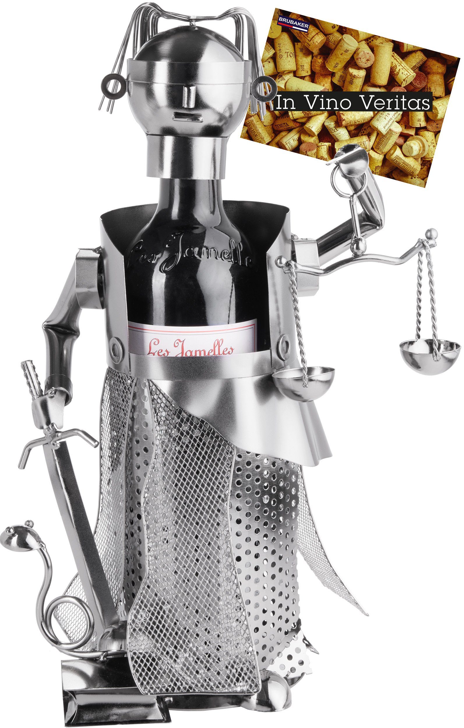 BRUBAKER Weinflaschenhalter »Justitia mit Waage und Schwert  Flaschenhalter«, (inklusive Grußkarte), Metall Skulptur, Wein Geschenk  online kaufen | OTTO