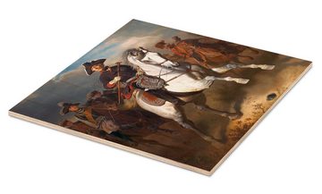 Posterlounge Holzbild Wilhelm Camphausen, Friedrich der Große zu Pferde, Malerei