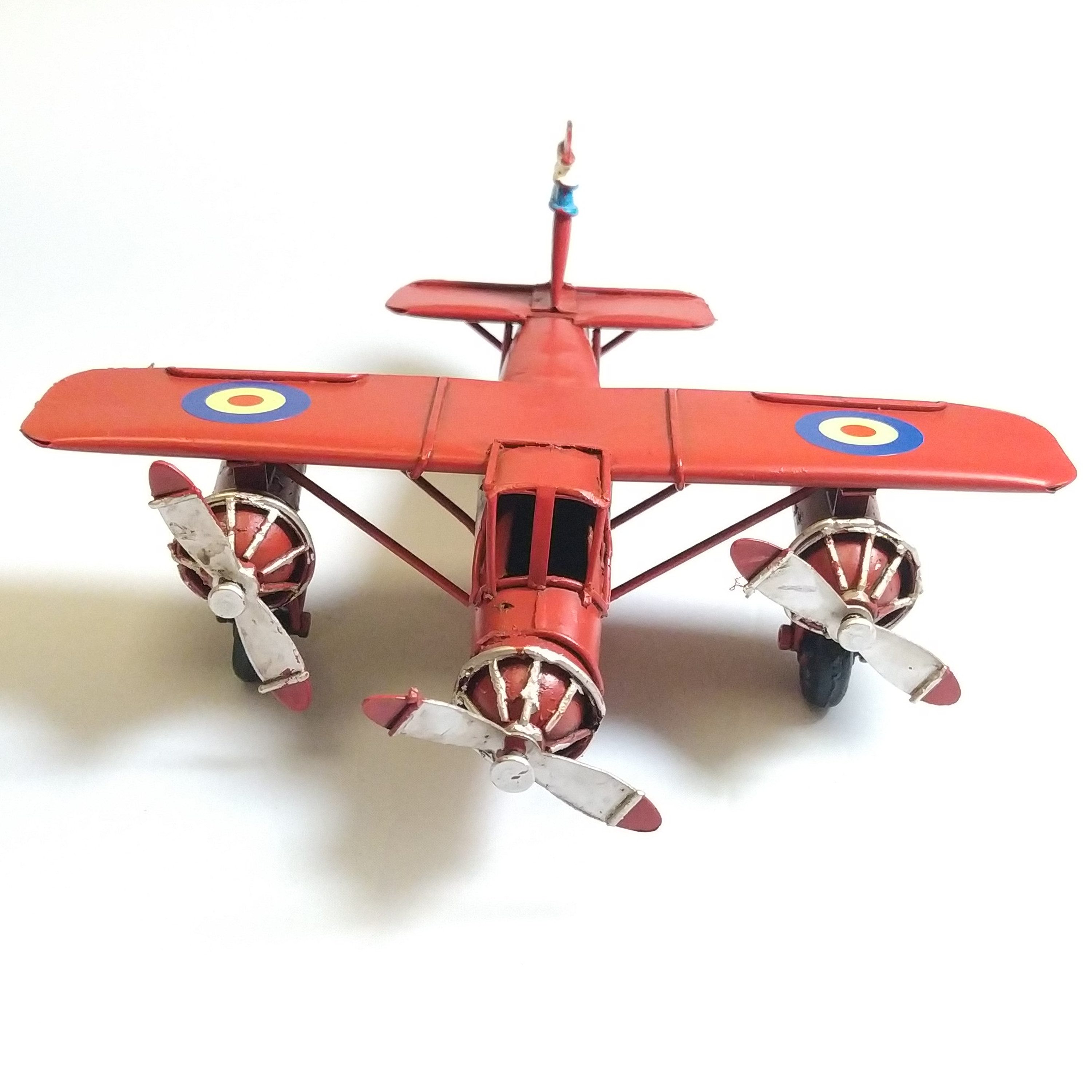 Dynasun Modellflugzeug Car 2004D-2440, (1-tlg), Flugzeug Rot 16cm Vintage Flugzeugmodell aus Metall