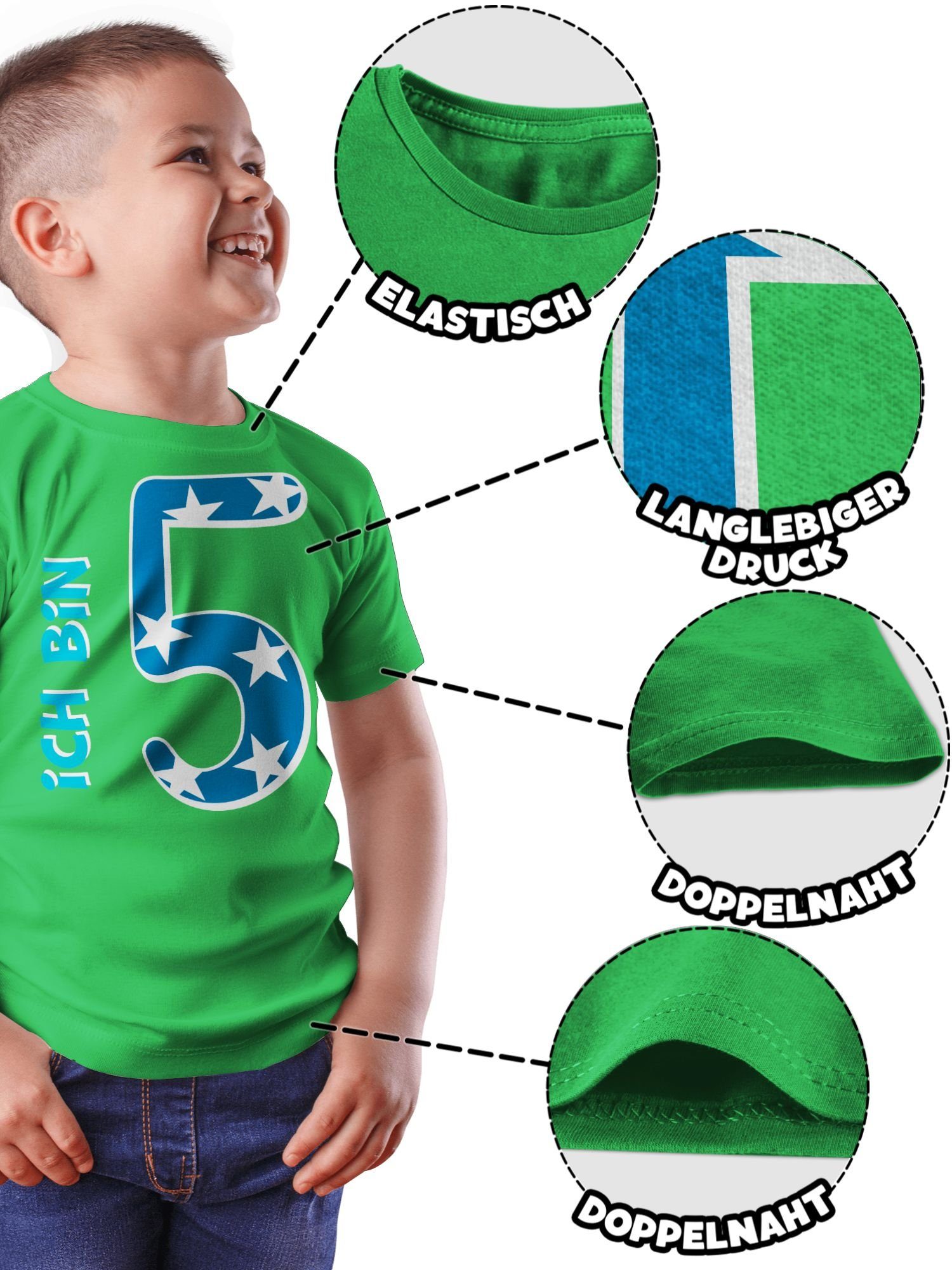Shirtracer T-Shirt Ich bin fünf Geburtstag 5. Grün 3