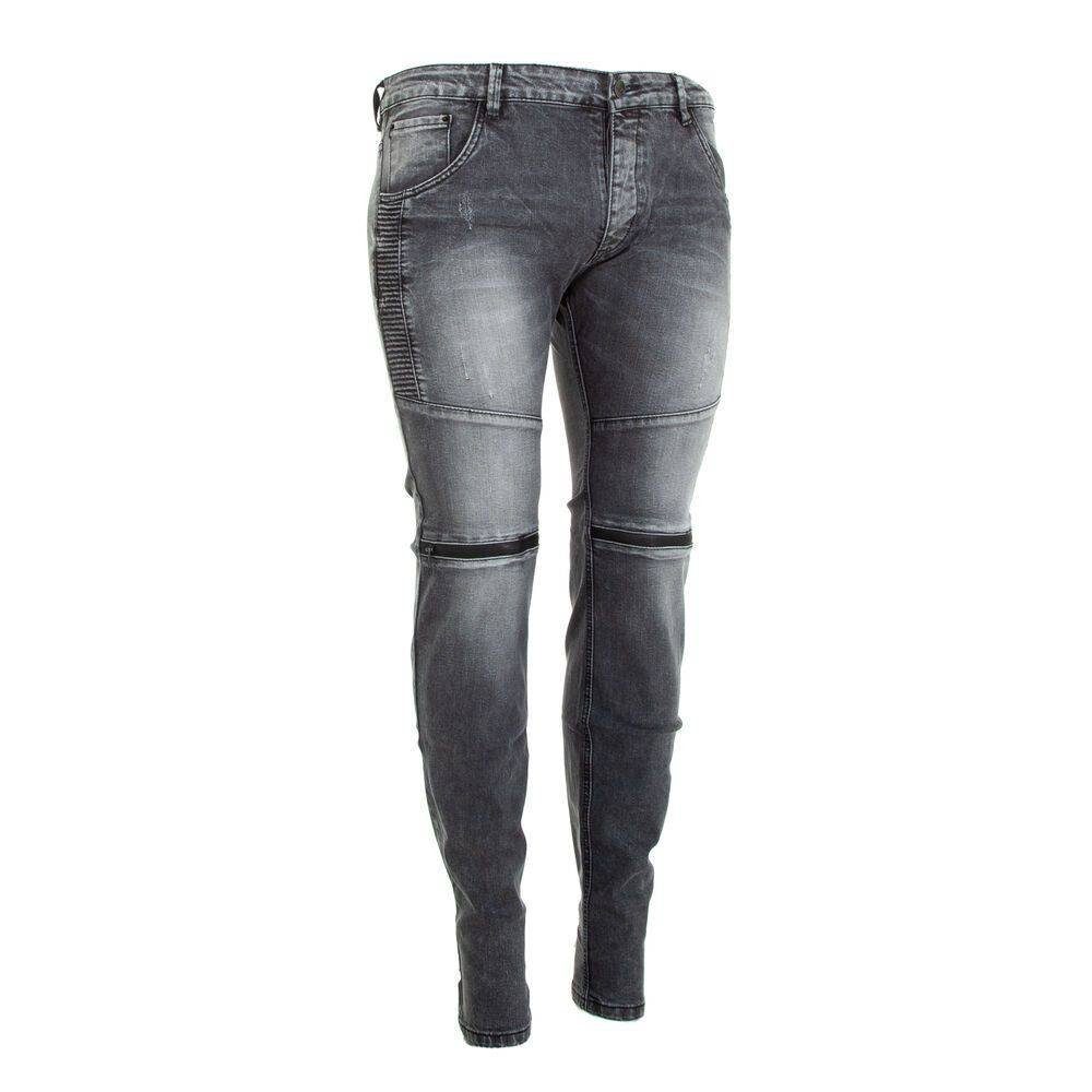 Ital-Design Stretch-Jeans Herren Freizeit Jeans in Grau