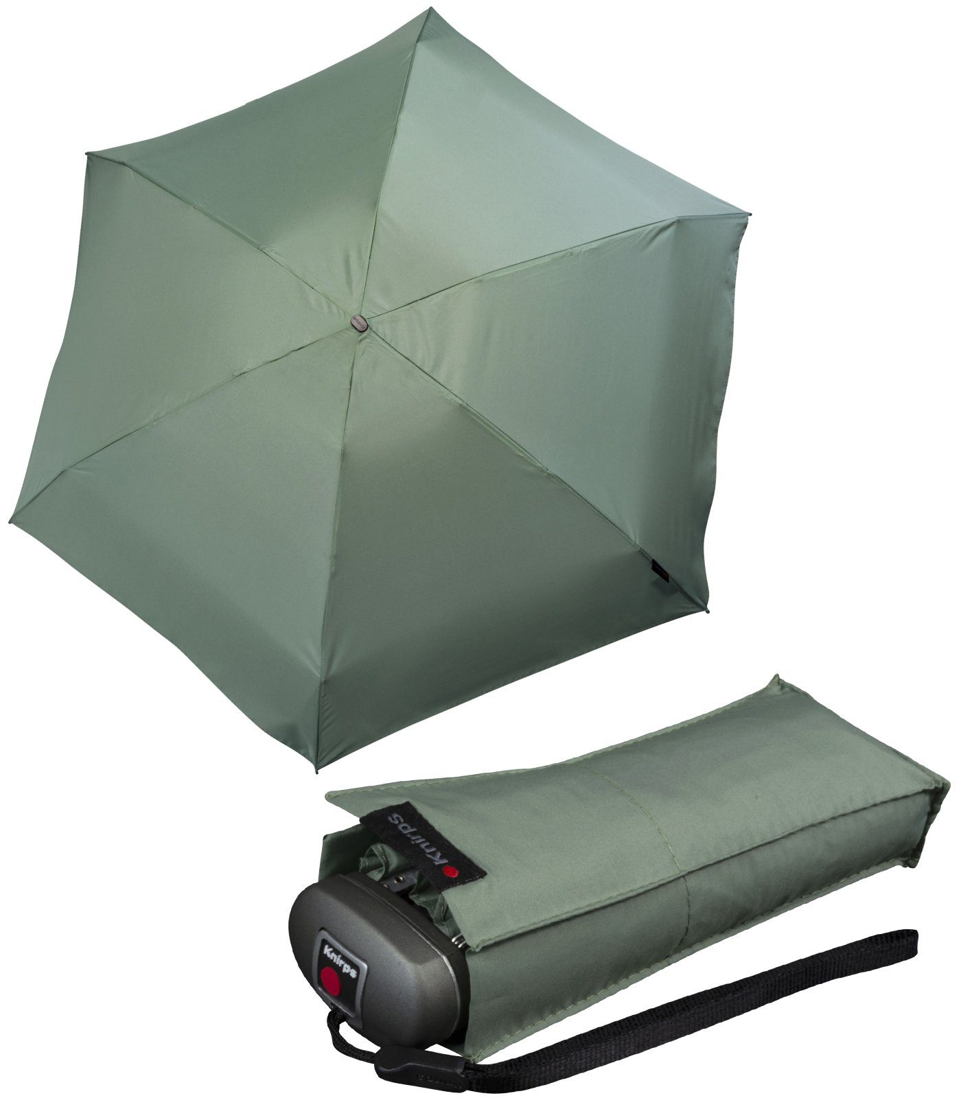 Knirps® Taschenregenschirm winziger Damen-Taschenschirm, leicht und flach, für die Handtasche - Travel grün aloe