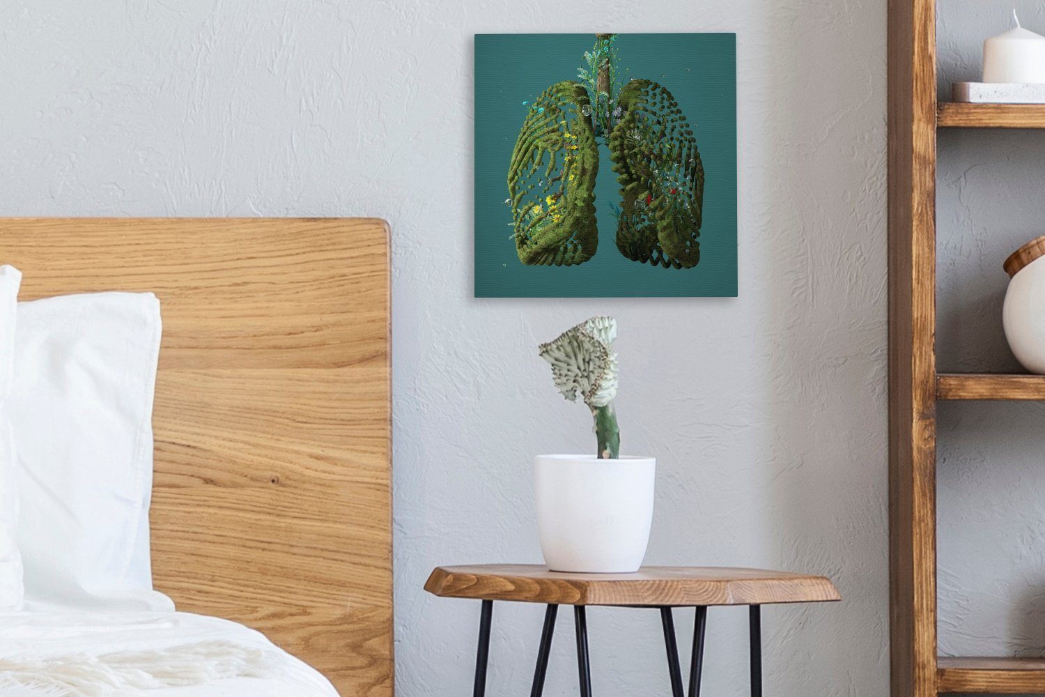 Grüne Schlafzimmer Lunge, St), Wohnzimmer OneMillionCanvasses® für (1 Leinwandbild Bilder Leinwand