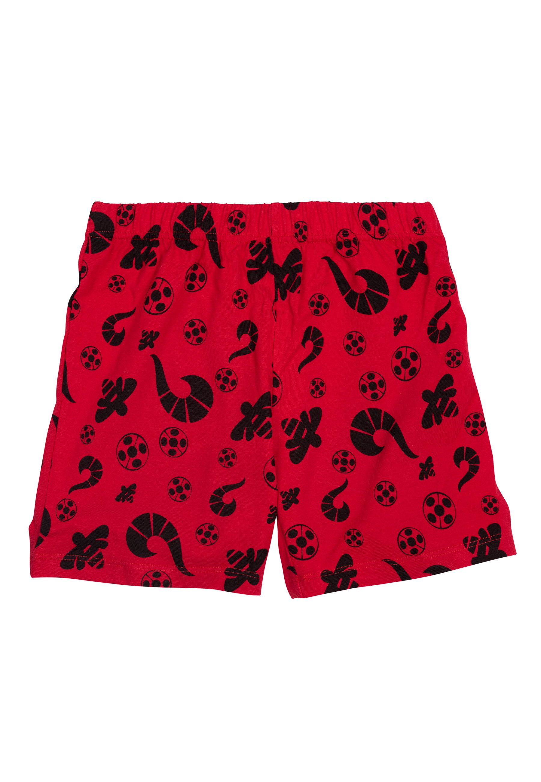 United Labels® Schlafanzug Miraculous Schlafanzug Mädchen Ladybug Pyjama Set Kurzarm Grau/Rot