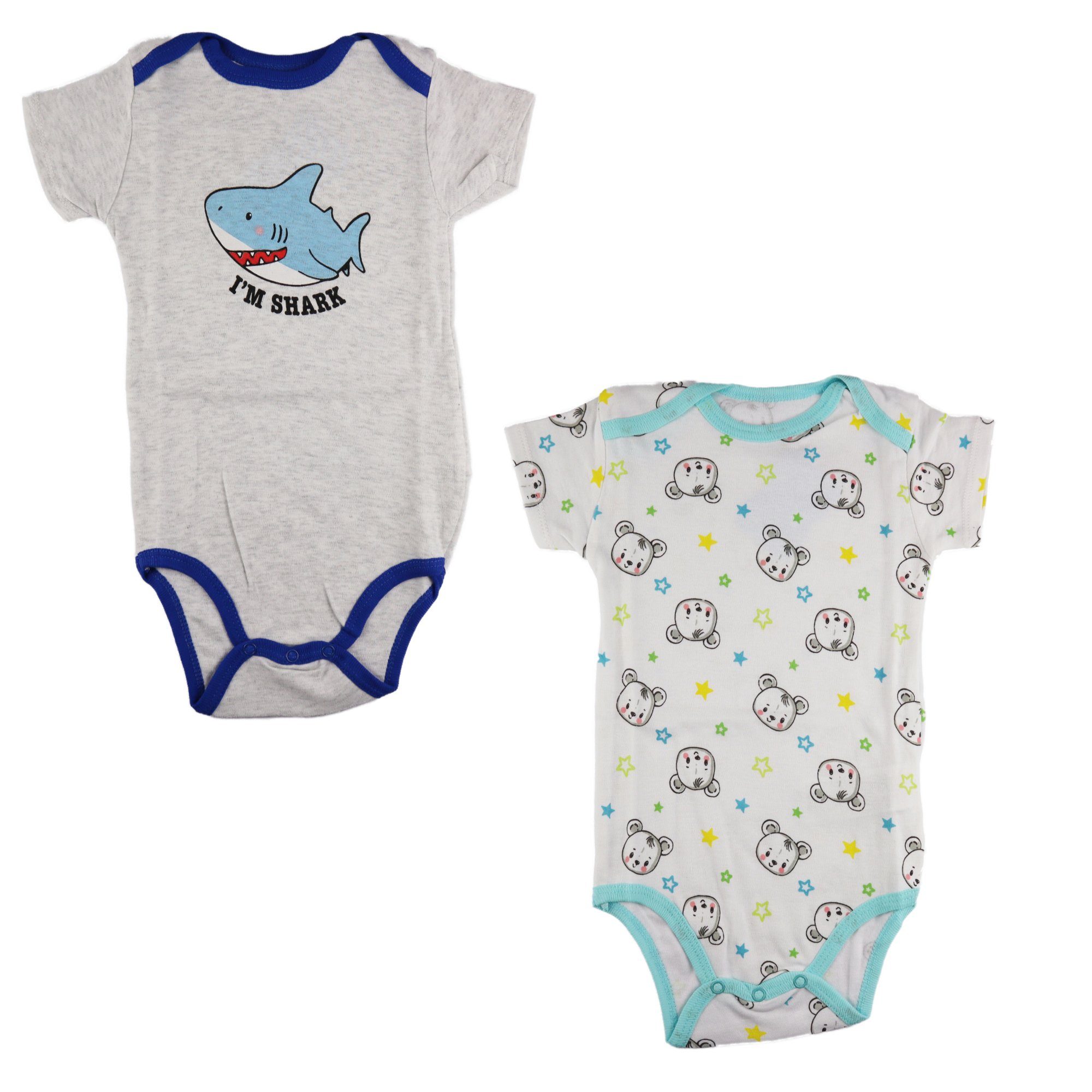 EplusM Kurzarmbody 2er Pack Baby Jungen kurzarm Body Gr. 68 bis 92, 100% Baumwolle