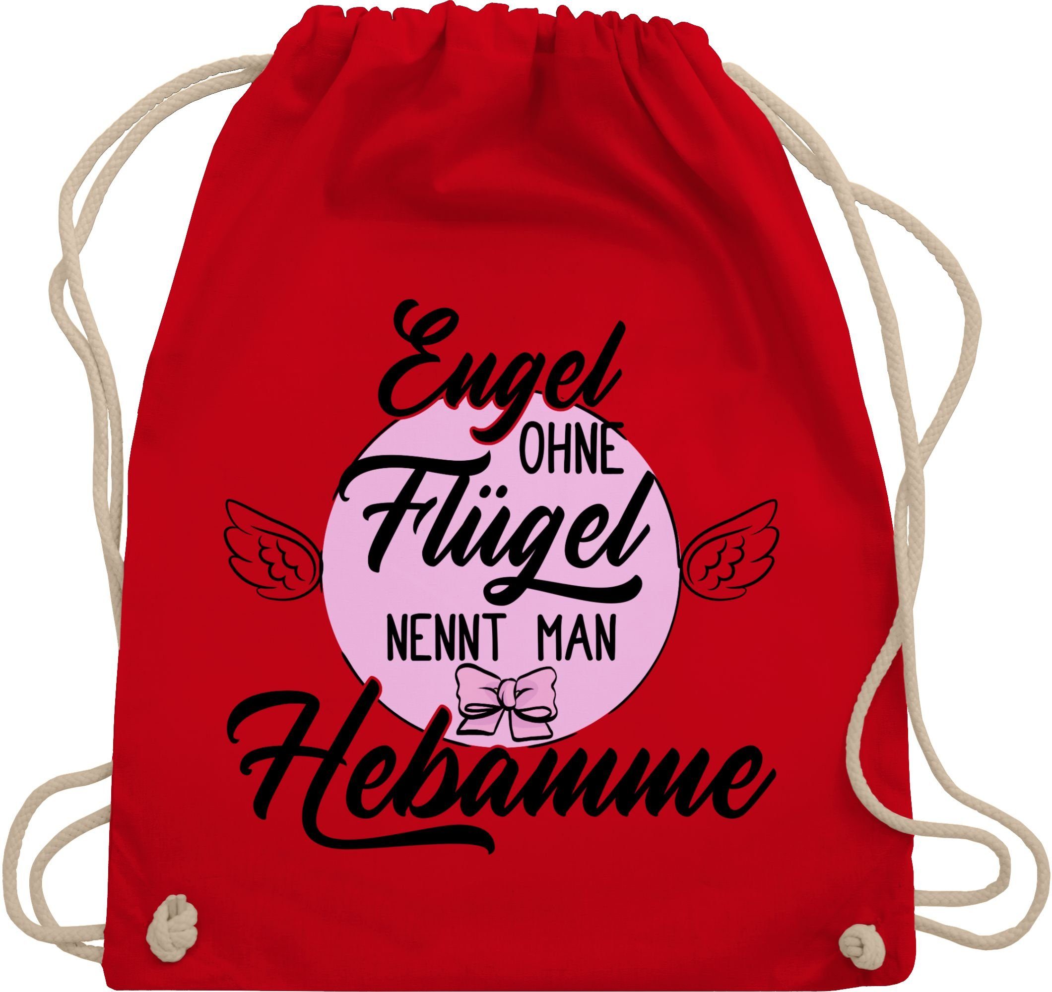 Shirtracer Turnbeutel Engel ohne Flügel nennt man Hebamme - rosa/schwarz, Beruf und Job Geschenke