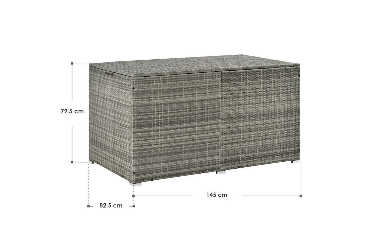 Thumbnail - Juskys Auflagenbox Ikaria, aus Polyrattan, mit Deckel, Hubautomatik und Innenplane