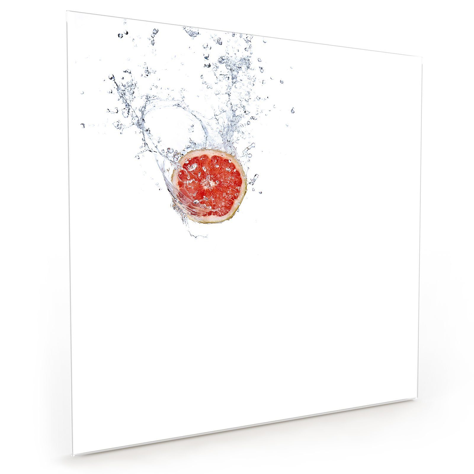 Splash Grapefruit Spritzschutz Glas auf Primedeco Küchenrückwand