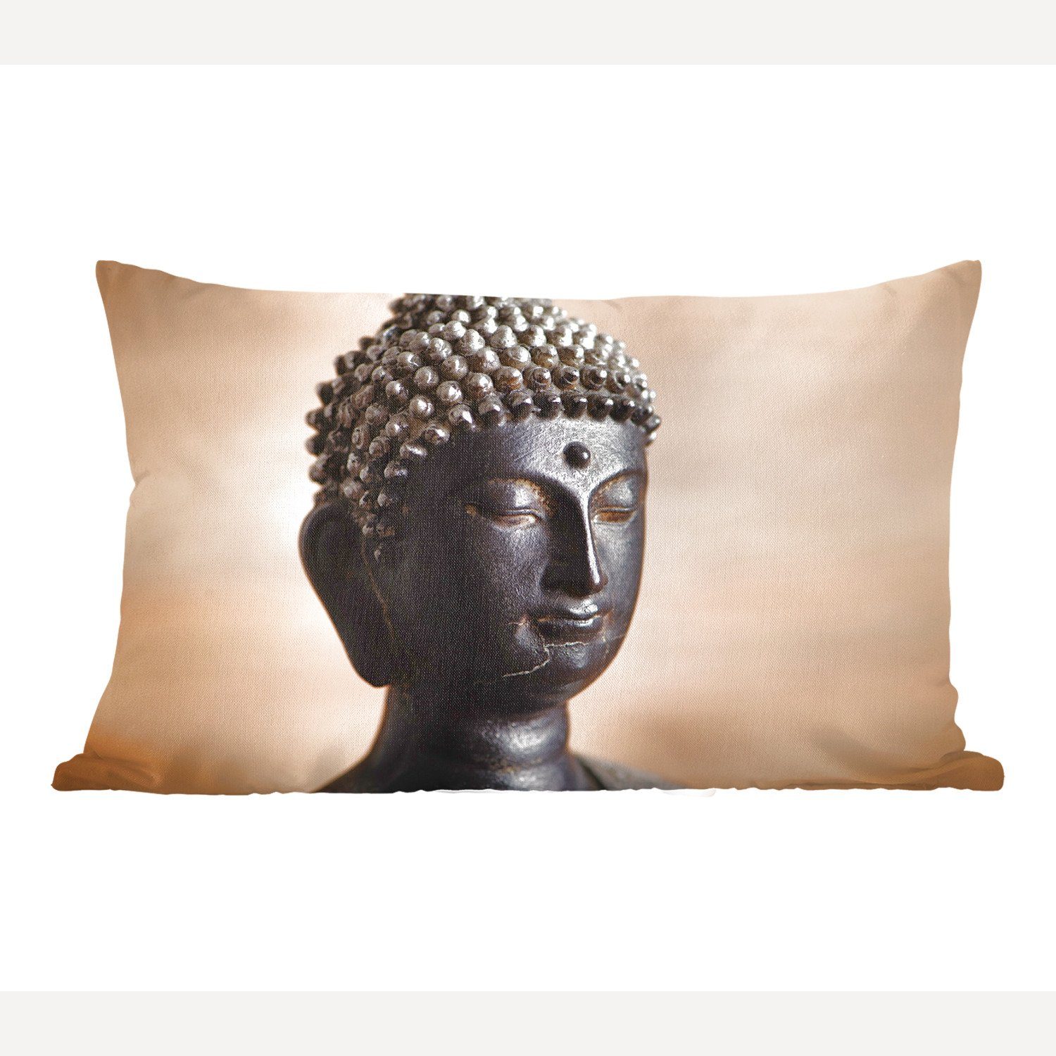 MuchoWow Dekokissen Buddha - Gesicht - Braun, Wohzimmer Dekoration, Zierkissen, Dekokissen mit Füllung, Schlafzimmer