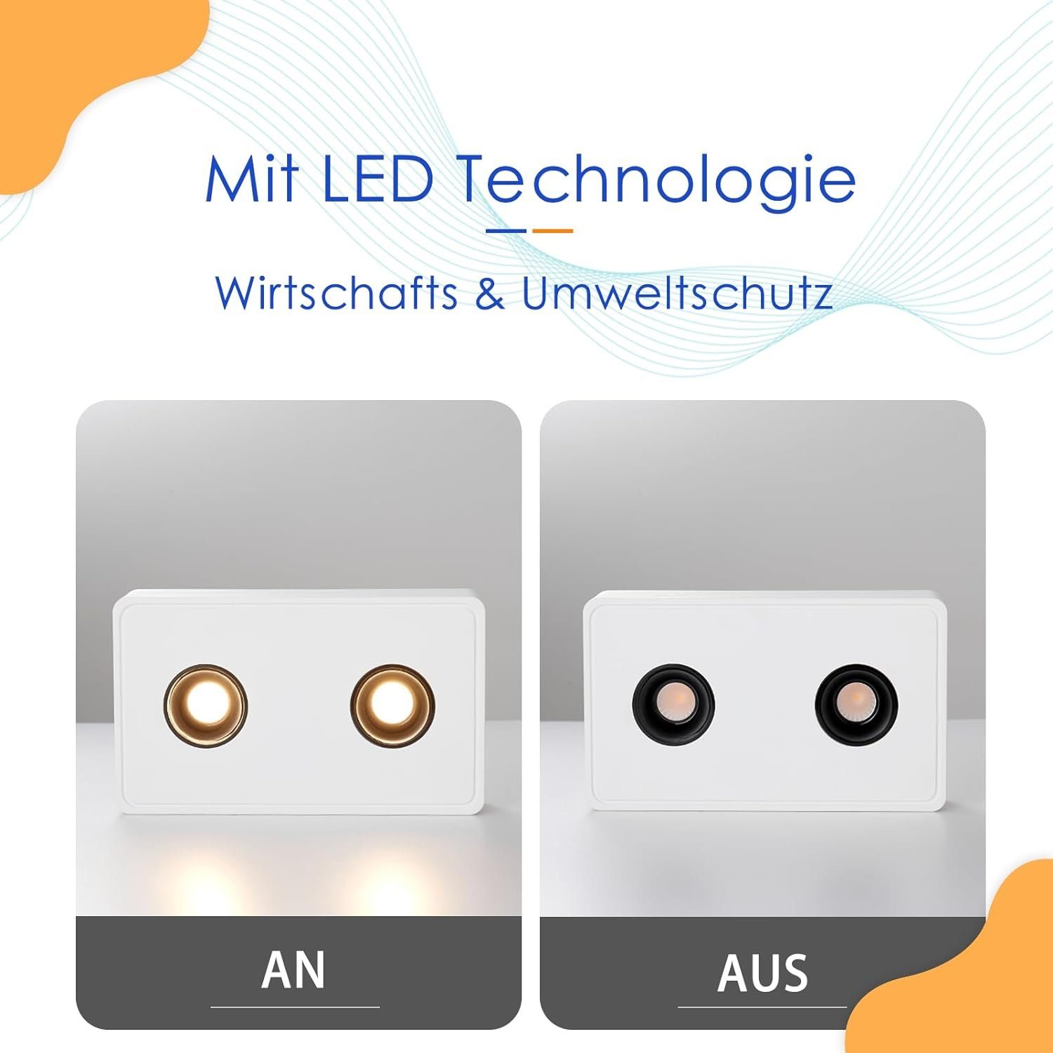 ZMH LED Deckenstrahler Spots LED Aufputz - Aufbaustrahler mit 2 Flammig Deckenspots 14W, Modern Spotbaken Flach Aufbauspot für Küche