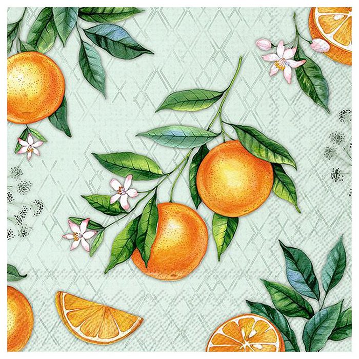 IHR Papierserviette Orangen Garten (5 St) 33 cm x 33 cm