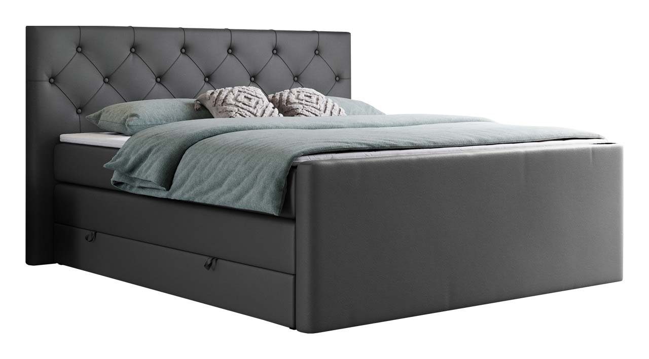 MKS MÖBEL mit Multipocket-Matratze, Kopfstütze Boxspringbett Doppelbett Polsterbett mit VELEN, KING