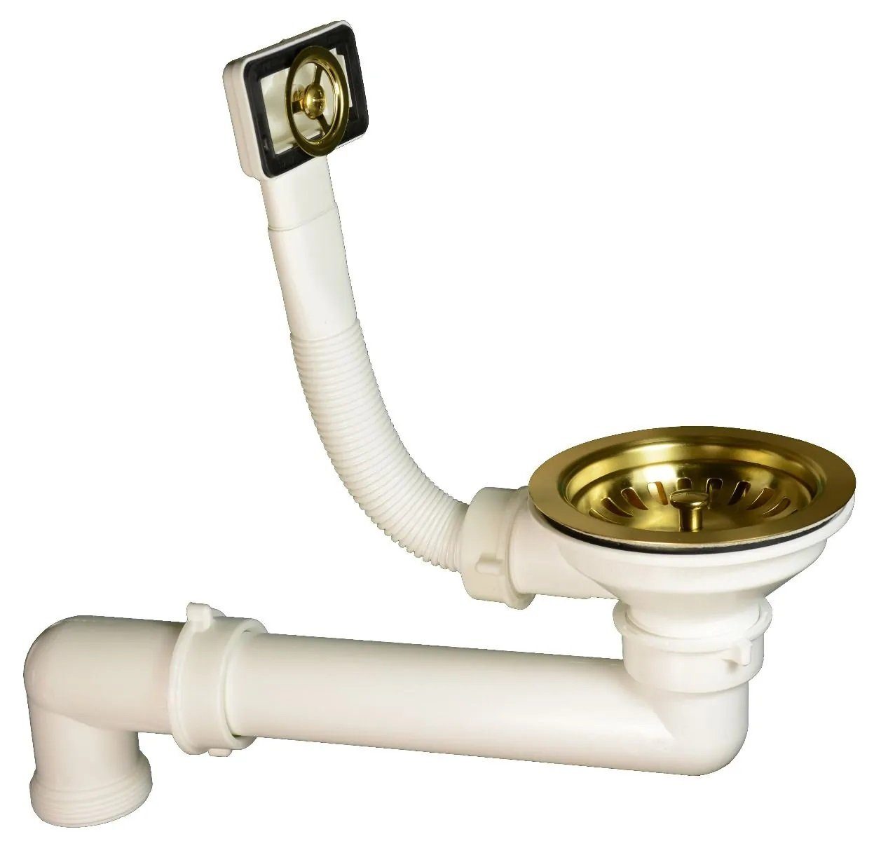 GURARI Küchenspüle SR 100 - 601 W, (1 St), Einbau Granitspüle Retro Design Schwarz metallic Gold