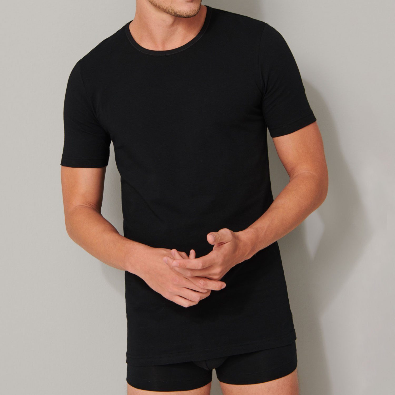 Schiesser T-Shirt 95/5 Organic Cotton (4-tlg) Rundhalsausschnitt, kurzarm günstig online kaufen