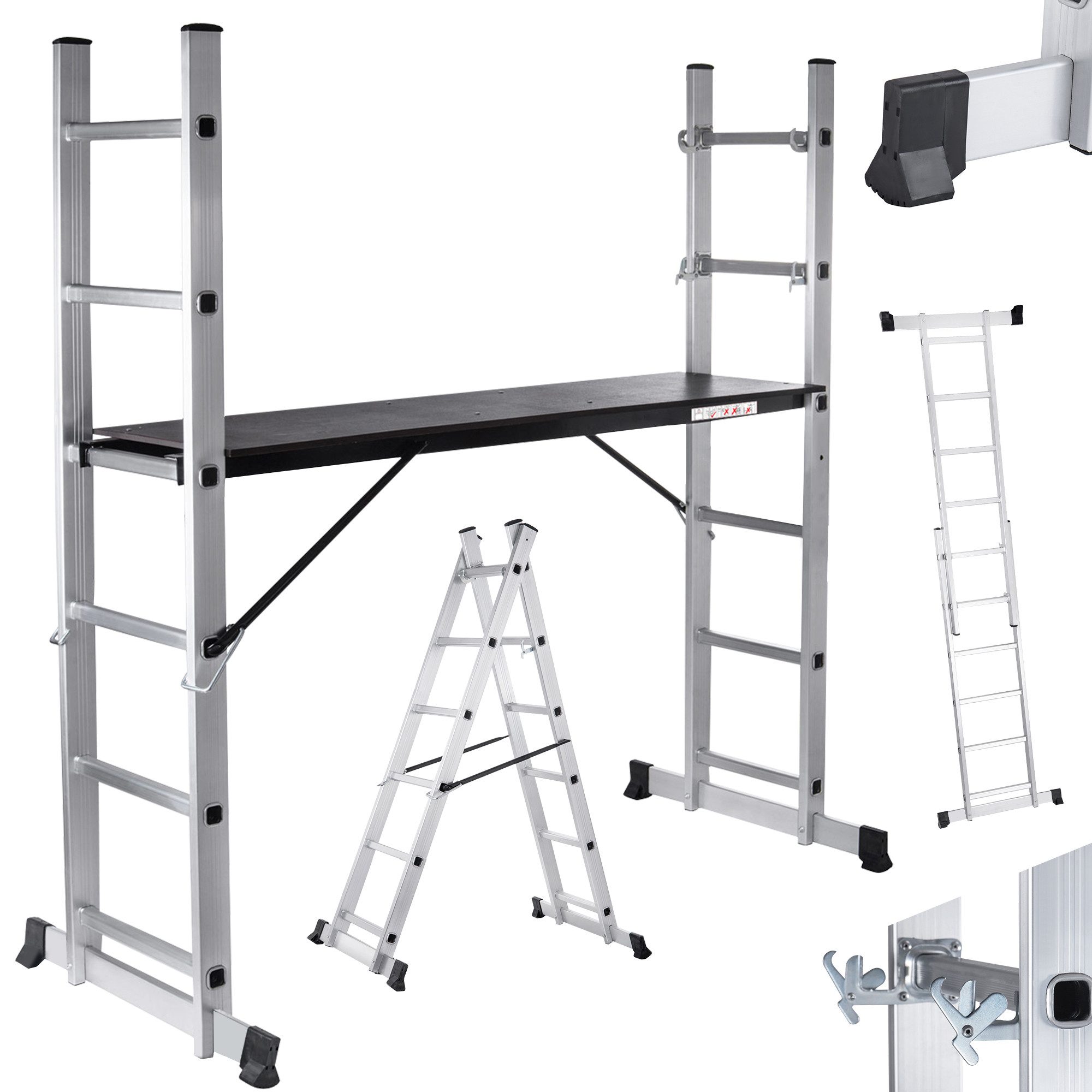 MAXCRAFT Vielzweckleiter Mobile Aluminium Arbeitsbühne / Multifunktionsgerüst