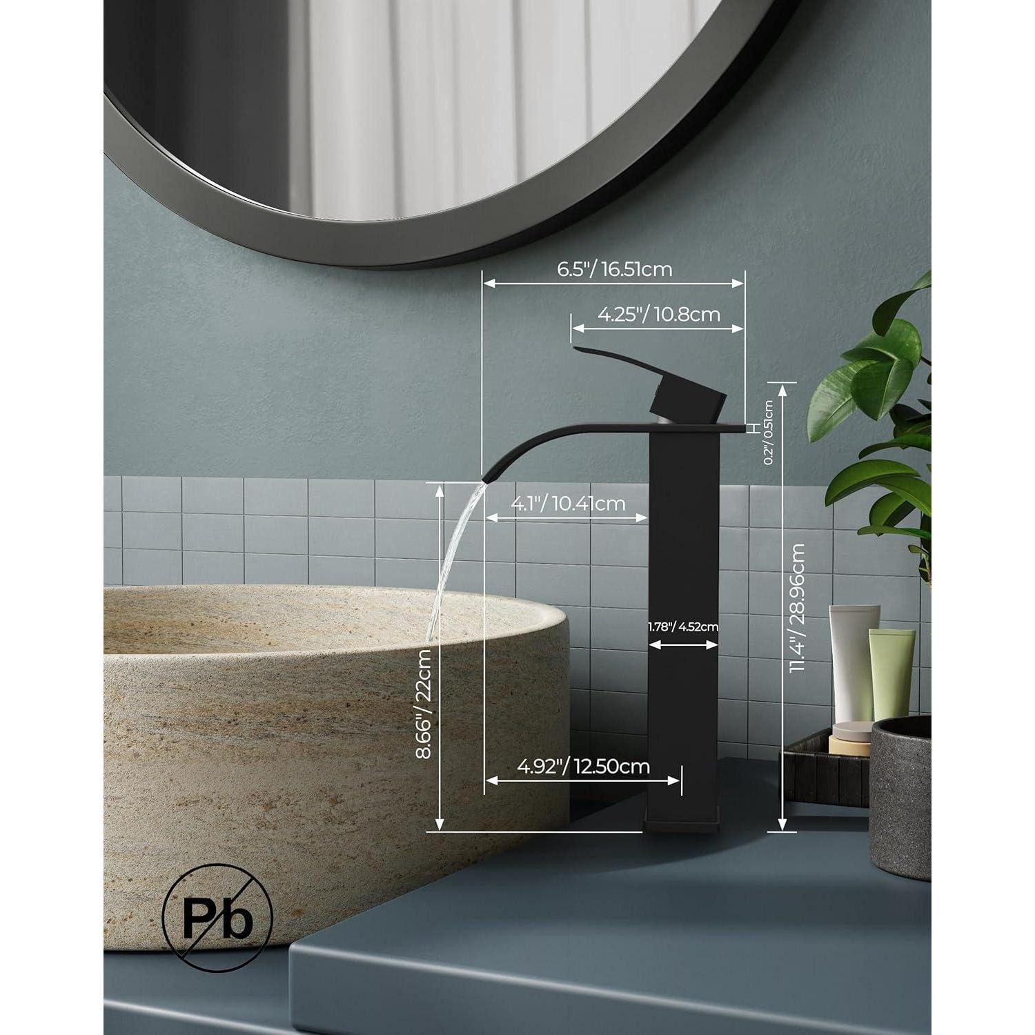 LuxusKollektion Waschtischarmatur Wasserhahn Bad Schwarz Wasserfall günstig online kaufen