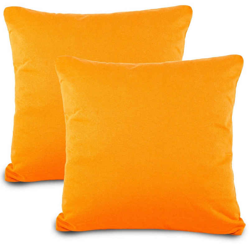 Kissenbezüge Classic Line Kissenbezüge Kissenhüllen 2er Set 60x60cm orange, aqua-textil