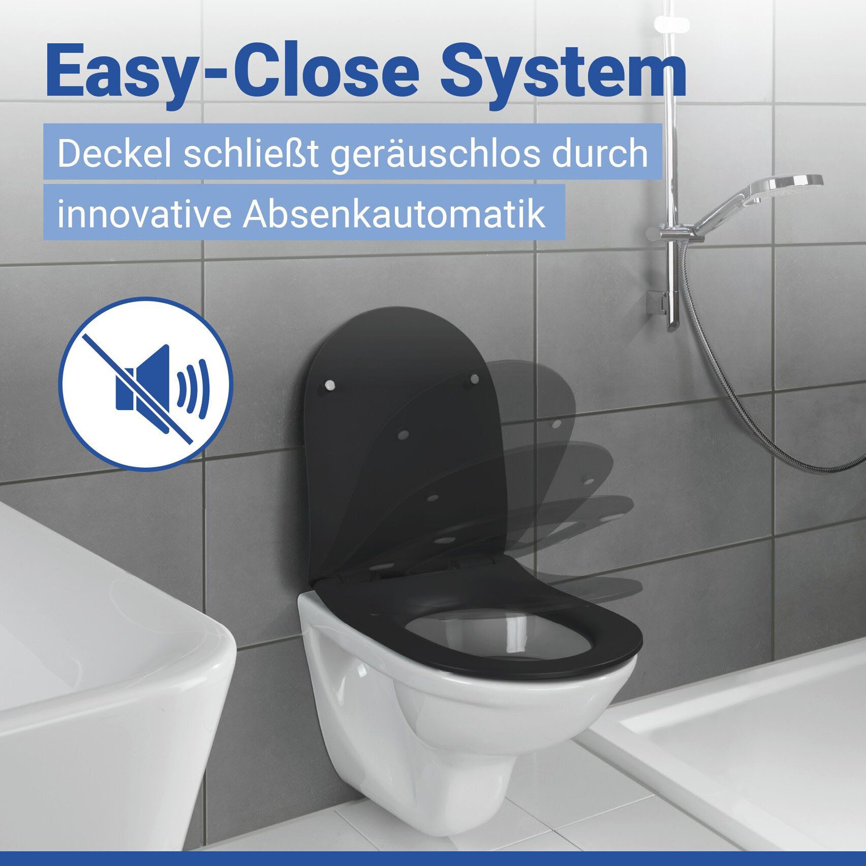 WENKO WC-Sitz Sedilo matt Schwarz (1-St), aus Duroplast, mit Absenkautomatik – Bild 3 von 5