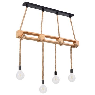 etc-shop Smarte LED-Leuchte, Leuchtmittel inklusive, Kaltweiß, Warmweiß, Neutralweiß, Tageslichtweiß, Farbwechsel, Smart Hanfseil Decken Pendel Leuchte Alexa Holz Hänge Lampe