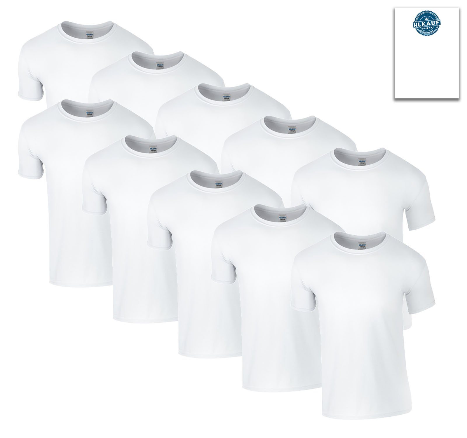 Gildan T-Shirt 10er T-Shirts Softstyle M L XL XXL 3XL 4XL 5XL Shirt & GRATIS Block (10er-Pack)