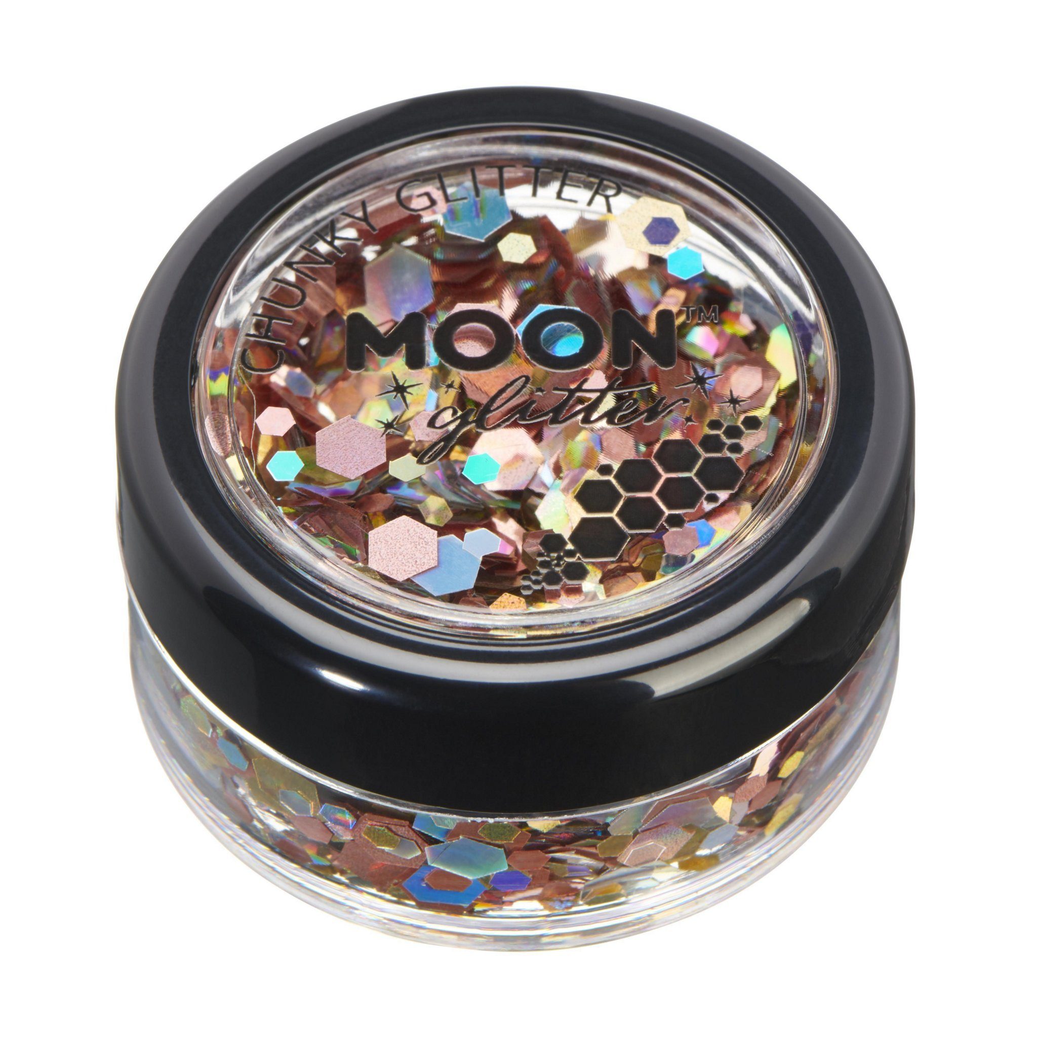 Smiffys Theaterschminke Moon Glitter Mystic Chunky Glitzer pastell-metalli, Grobe Glitzerflocken für einen glänzenden Look zu Fasching oder Fest