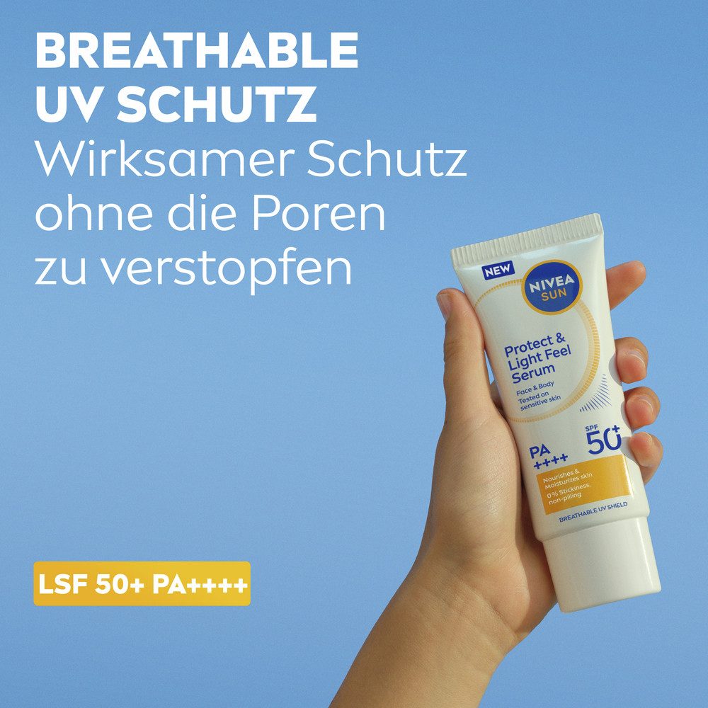 Nivea Sun Sonnenschutzlotion UV Face Serum Lotion XXL, 1-tlg., Lichtschutzfaktor 50+, für Gesicht und Körper, Creme-Textur
