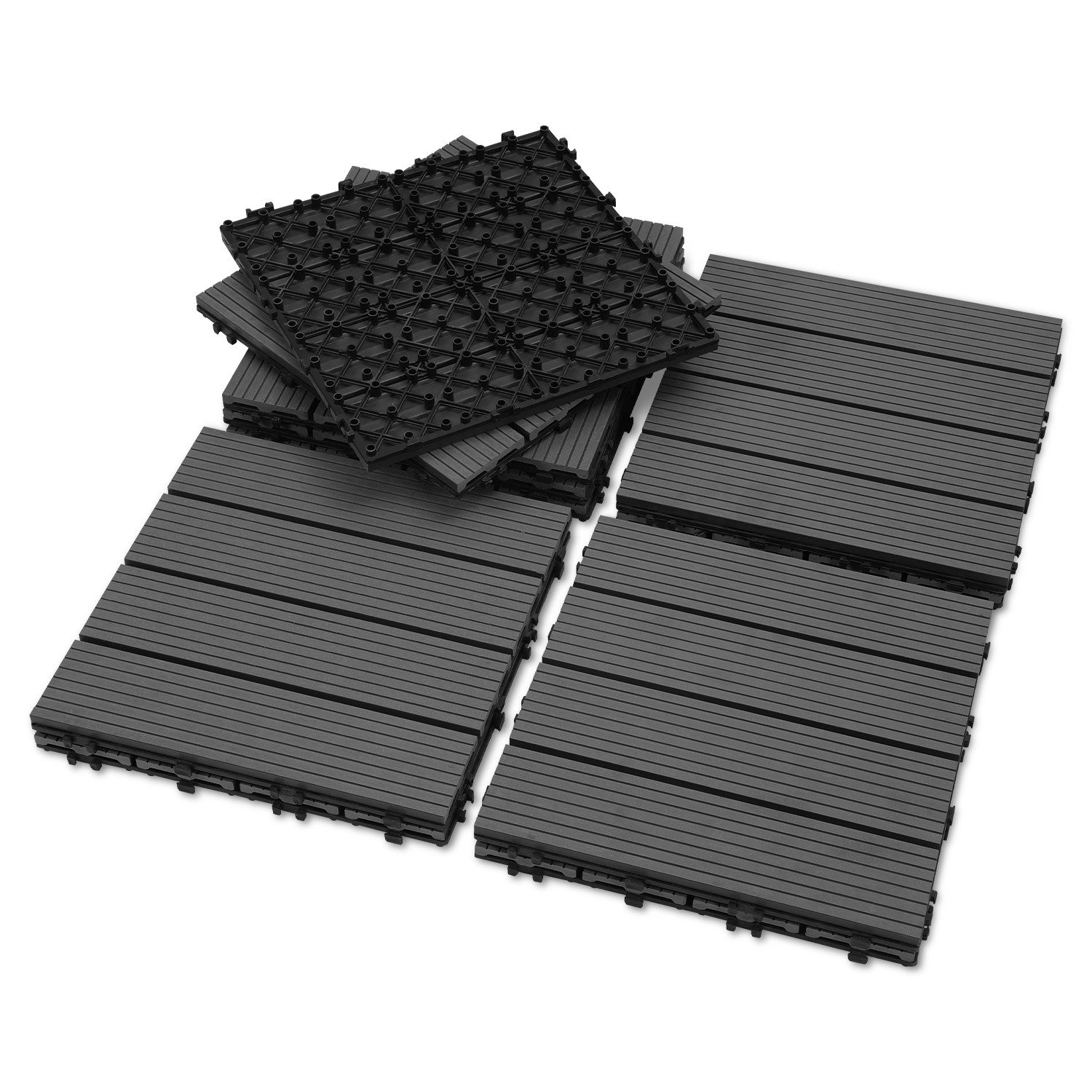 Clanmacy Holzfliesen WPC-Terrassenfliesen mit Drainagensystem Holzdielenopt günstig online kaufen