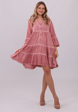 YC Fashion & Style Tunikakleid "Vintage Rosa Fließendes Tunikakleid aus 100% Viskose" Boho, Casual, Hinten länger