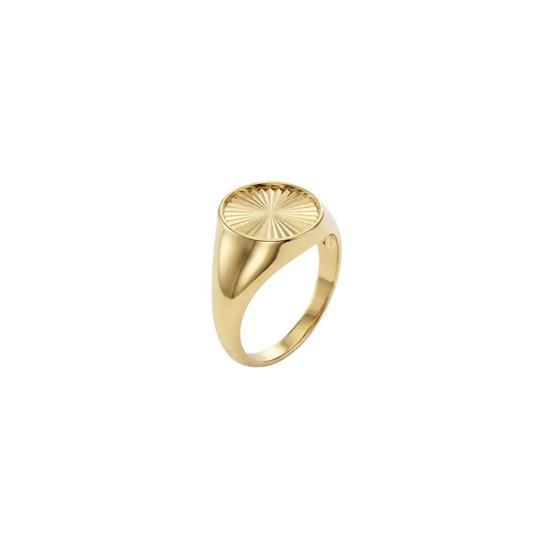 Goldring Suzan Gold® 375 Echtgold Ring Damen als runder Siegelring mit Strahlen