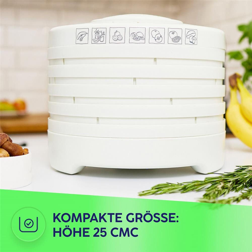 MPM Dehydrator MPM MSG-01 Dörrautomat mit 5 Sieben 250 W Weiß, 28 cm Siebdurchmesser, BPA-frei, Überhitzungsschutz – Bild 5 von 5