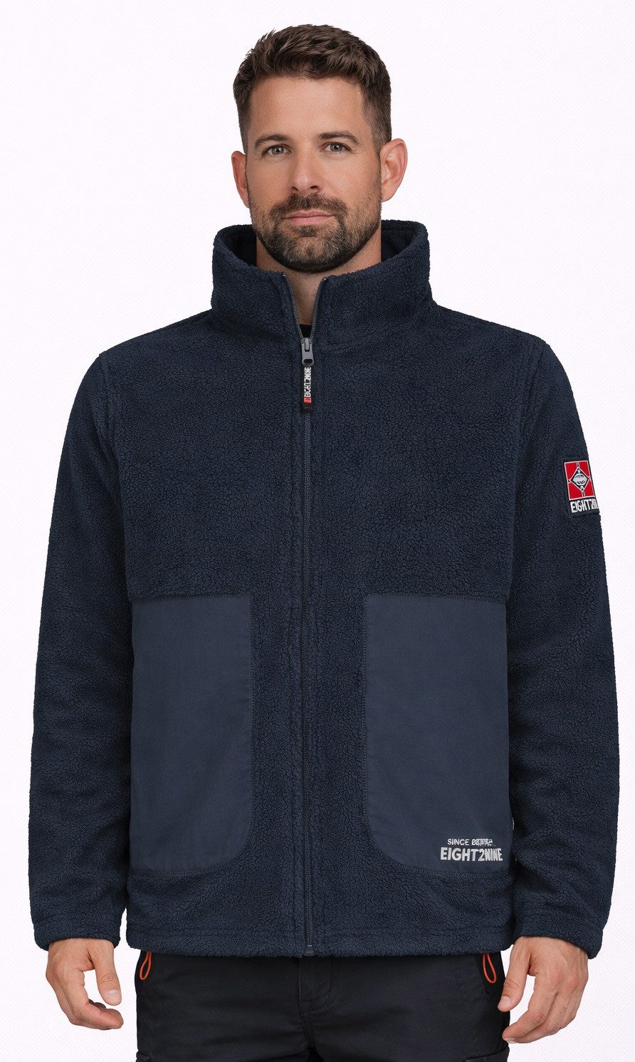 SUBLEVEL Fleecejacke Herren mit Teddyfleece Fleece Jacke Outdoor Freizeit