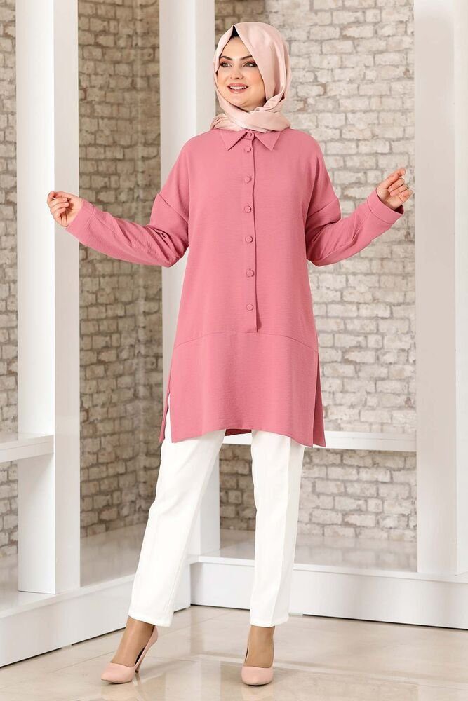 Modavitrini Longtunika Lockere Hijab-Tunika mit Knopfdetail Damen Tunika (SALAS TUNIK)