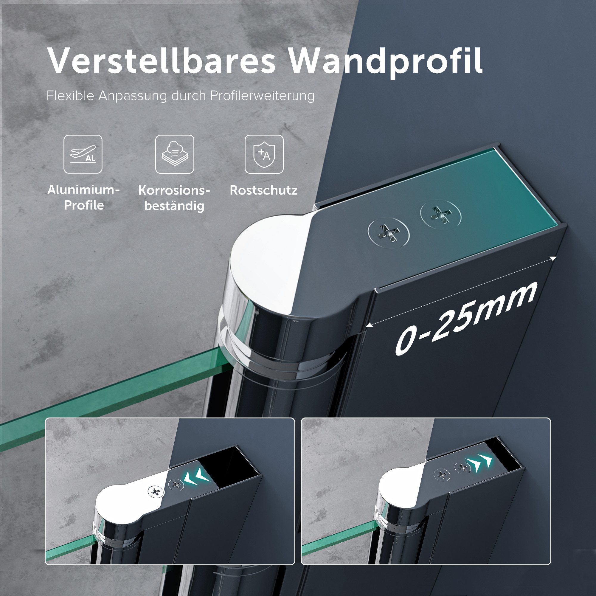 doporro Dusch-Drehtür Duschtür Nischentür dusche Duschabtrennung Duschkabine Teramo24, 80x195 cm