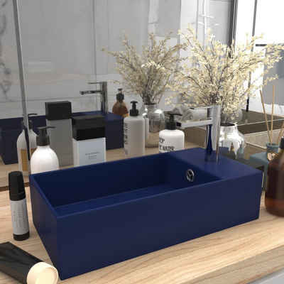 vidaXL Waschbecken Badezimmer-Waschbecken mit Überlauf Keramik Dunkelblau
