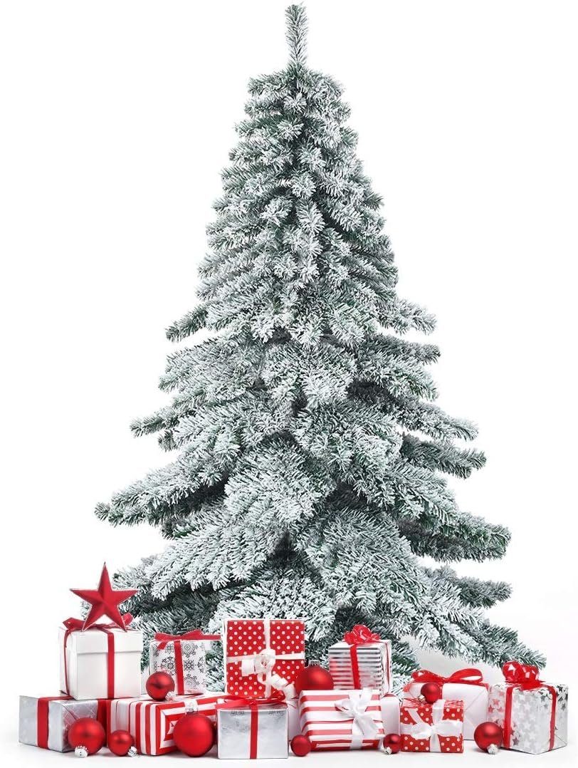 KOMFOTTEU Künstlicher Weihnachtsbaum mit Kunstschnee, 180cm